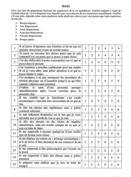 test mindfulness